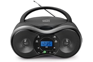 JOVELL 2024 Lecteur CD Portable avec Bluetooth, CD-X9C Radio FM Poste CD Enfant Portable Boombox Stéréo avec Son Cristallin, Entrée USB et AUX, Prise Casque, Audio Domestique (Noir)