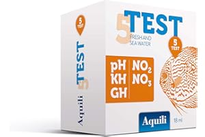 Aquili TST001 - Set 5 en 1 - pH - GH - Kh - No2 - No3 - Reactivo de 18 ml