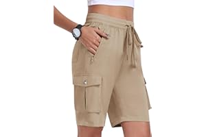 MoFiz Short Cargo Femme Shorts Bermuda Été élastique Taille Léger Short de Randonnée Sport Jogging Décontracté Extérieur avec 6 Poches