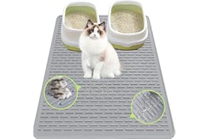 SuQurtom Katzenklo Matte 71x50.8cm, Premium-Silikon Katzenstreu Matte Wasserdicht rutschfest, Leicht zu Reinigen, Unterleger BPA-Frei Katzenstreu Fangmatte (Grau)