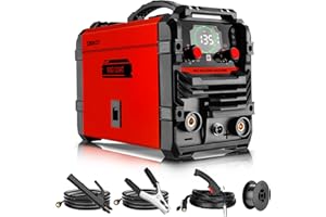 Soldador MIG 135A: DEKO 220V soldador por arco con inversor IGBT tres en uno con alambre con núcleo de flux, kit portátil, adecuado para usuarios domésticos y aficionados al bricolaje