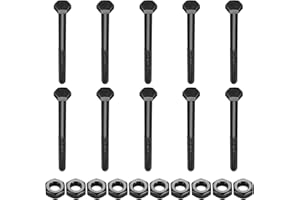 HMKESOTERIC 10 Pcs M10 Bolts Set, M10 x 120mm Hex Bolts and Nuts Set, Hex Head Screws Bolts and Nuts Set, Machine Screws Nuts and Bolts Set, Part Threaded Hexagon Bolts for Bike Mechanical Bolts