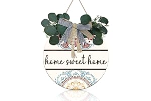 CHDITB Home Sweet Home Schild,Türkranz Willkommens Schild,3D Boho Willkommens Haustürdeko,Home Sweet Home Türdeko,Rustikaler Runder Kranz Wandhänger,Drinnen und draußen, Hof, Veranda Heimdekoration