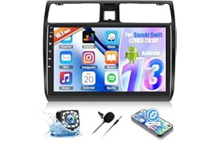[1+32G] Auometo Android 13 Radio Coche para Suzuki Swift(2003-2010), 10.1 Pulgadas Pantalla Táctil con Bluetooth/GPS/FM/RDS/WiFi/USB Enlace Espejo/Mandos en el Volante+Canbus+Cámara
