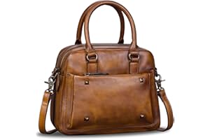 IVTG Genuine Leather Satchels Top Handle Bags for Women Handmade Vintage Crossbody Bag Purses Retro Handbags