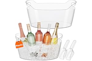 Lifewit 2er-Set 6,5 L Flaschenkühler mit Eisschaufel, Kunststoff Sektkühler Schale (38 × 18 × 20 cm), Großer Eiskübel mit Griffen für Wein, Bier, Champagner, Getränke, Vorratsbehälter für Obst, Gemüse