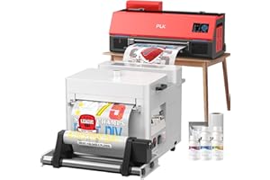 PLK A3 Plus DTF Printer with Powder Shaker Dryer, XP600 DTF Printer Double-Speed Than L805/L1800, Auto-Clean & Dual White Ink System, Direct to Film Machine, Custom Garment Printing