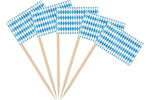 AhfuLife 100 Stück Bayern Oktoberfest Zahnstocher Flaggen für Bayerisches Oktoberfest Deko Sandwich Cupcake Toppers Cocktail Obst Geschirr Party Supplies Pub Decor