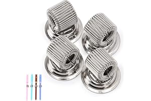 BTSKY 4 Pcs Super Strong Magnetic Pen Pencil Holders Clips with Adjustable Spring Loop, Removable Stainless Steel Pen Clip, Fit Any Size Pens Markers Use in Home Office Refrigerator, Whiteboard
