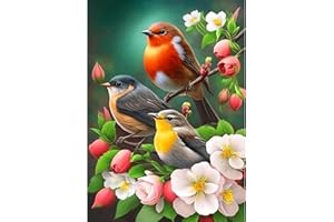 DAERLE Birds with Flowers Diamond Painting Kit, 5D DIY Diamond Painting Full Kit for Adult and Kids, Animal Diamond Painting Art Craft Kits for Home Decoration 30x40cm