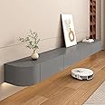 HYANXUE Floating TV Stand, Wall Mounted TV Shelves With Door,TV Media Console, Floating TV Cabinet Large Storage TV Bench Under TV (Gray, 180CM/70.8")