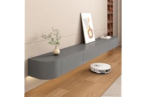 HYANXUE Soporte Flotante Para TV, Estantes Para TV Montados En La Pared Con Puerta, Consola Multimedia Para TV, Mueble Para TV Flotante, Banco De Almacenamiento Grande Para TV Debajo Del TV(Grey,140CM/55.1")