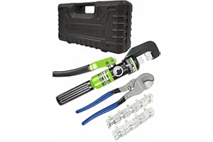 AMZCNC 8 Tons Hydraulische Presszange Crimpzange 4-70 mm² Zange Kabelschuhzange with 9 Pairs of Dies (Crimpzange(4-70mm²) + Schere)