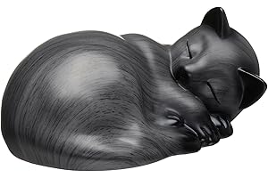 Kriss Art Urne funéraire en résine pour chat - Urne pour cendres de petit animal - Grise