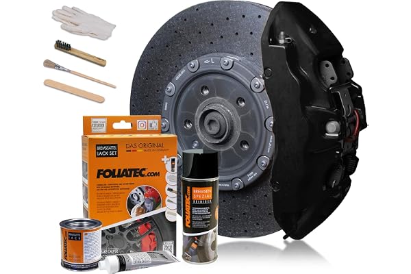 FOLIATEC Kit de peinture pour étriers de frein, résistant à la chaleur, kit complet pour 4 étriers de frein, Midnight Black Matt, jeu de 7 pièces