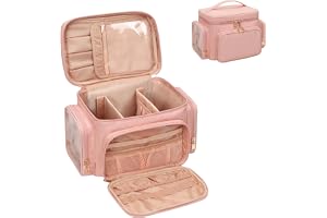 Sminkväska stor, resa makeup-väska damer sminkväska med penselhållare fack, bärbar makeup väska arrangör