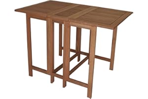 gartenmoebel-einkauf Doppel Klappentisch Balkon Tisch 107x65x74cm rechteckig, Eukalyptus geölt, braun, FSC®-Zertifiziert