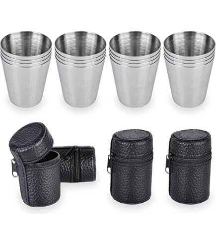 thumbnail: Saijer 16x RVS Shotglazen 30ml - Onbreekbare Metalen Borrelglaasjes