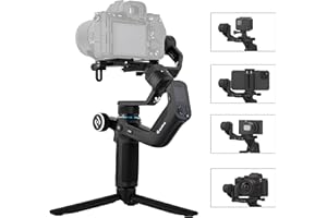 FEIYUTECH Feiyu [Oficial] SCORP Mini - Todo en 1 estabilizador de cardán para cámara sin Espejo/cámara de acción/teléfono, Pantalla táctil, batería de 13 Horas y Compatible con Sony/Canon/iPhone/GoPro