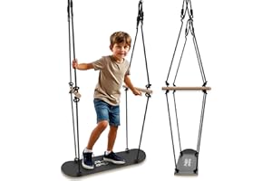 PHIBER-SPORTS Altalena per skateboard per bambini, durevole, resistente alle intemperie, antiscivolo, in piedi e seduti, accessori per altalena in legno, altalena per nave, doppia altalena