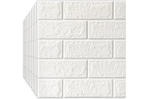 Beswitory 3D Brick Wallpaper Wall Stickers - Self-Adhesive and Waterproof Foam Panels, Easy to Install Peel and Stick Design for Home Decor, White, 30-Pack