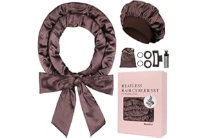 Baolivi Satynowe loki heatless curls, taśma loków na noc, 70" overnight curls DIY hair curler rollers, 9 sztuk z czapką do spania