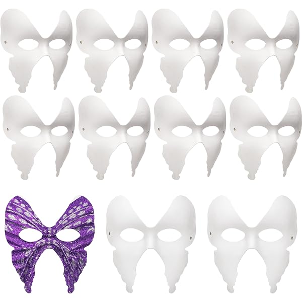 Pack De 10 Máscaras De Papel Blancas DIY Para Manualidades, 5 De Mujer Y 5 De Hombre, Ideales Para Halloween, Fiestas Y Cosplay, Personalizables Con Pintura