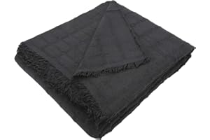 MERCURY TEXTIL- Colcha Multiusos Sofa,Manta Foulard,Plaid para Cama,Cubresofa Cubrecama,jarapas,Comoda Practica y Suave. Poliester Algodón (180 x 260cm, Liso Negro)