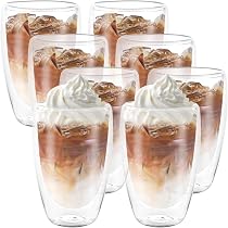 Set De 4 Verres Isothermes Intirilife - Verre Borosilicate Soufflé - 250-300ml - Pour Café, Thé, Cocktails