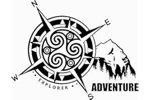 Artstickers 2 Unidades Pegatinas Brújula Adventure Estela de Barro Cantabra, una para Cada Lateral, de 22,3 x 17,5cm para Coche o Moto (Negro)