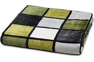 Gözze - Weiche Kuscheldecke, Cashmere Feeling, Hohes Stoffgewicht 500 g/m², Antigua, 150 x 200 cm - Grün/Anthrazit/Weiß