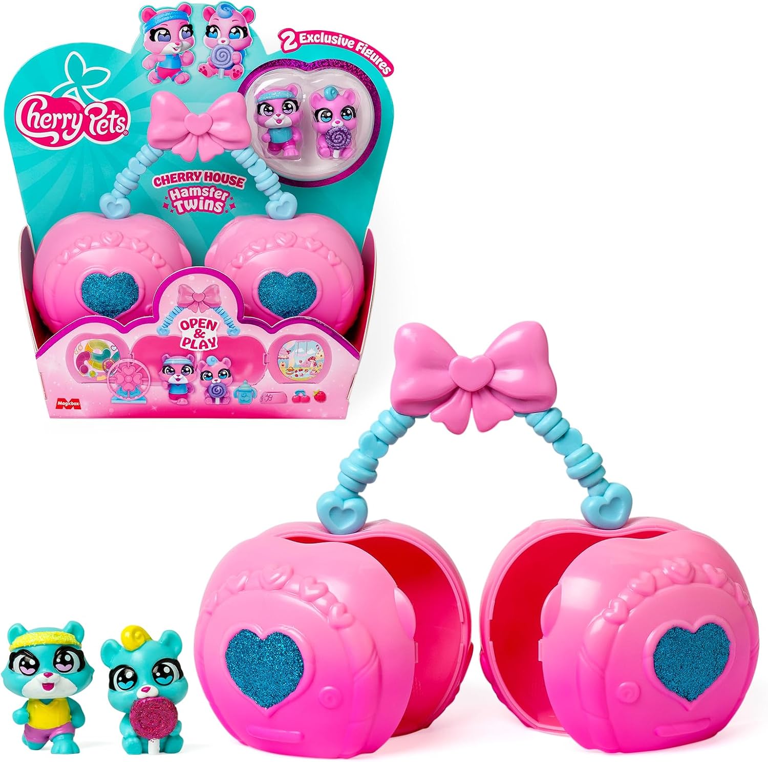 Cherry Pets – Cherry House Hamster Twins. Casita en Forma de Cereza: Incluye 1 Cherry House, 2 Gemelos exclusivos y 5 Accesorios