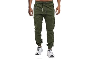 VMSUCIJ Pantalon Homme Cargo Chino Pantalon de Jogging Hommes Pantalon de Travail Homme Multi Poches Ceinture Élastique Casual de Loisirs
