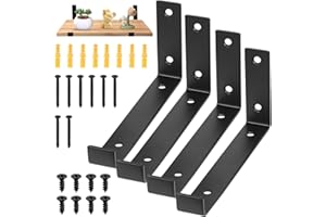 SIGULIKEJI 4 Pcs Scaffold Board Shelf Brackets Heavy Duty Shelf Brackets for Shelving Bracket, Black Industrial Rustic Metal Wall Brackets with Lips for Scaffold Boards(187 mm/7.36 inch)