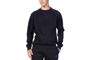 HERMET Inter, Blusa Homewear in Felpa Garzata, Abbigliamento da Casa, Nero e Blu con Logo dell'Inter, in Cotone, Full Zip