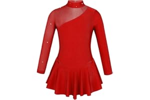 TiaoBug Girls' Figure Skating Dress Ballet Dress Ballet Suit Long Sleeve Body Ballet Jersey Leotard Ice Skating Clothing Competition Costume Size 98-164