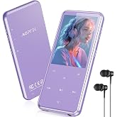 AGPTEK 64GB MP3 Player Bluetooth 5.3, M3 2.4" Pantall Metal Purple MP3 | HiFi Sports Music MP3 Player with Speaker, Touch But