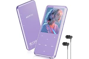 AGPTEK 64Go MP3 Bluetooth avec Haut-Parleur, 2.4" Grand Écran Lecteur MP3 en Métal Qualité Sonore HiFi Audio MP4 Baladeur Sport de Bouton Tactile Radio FM Podomètre Enregistreur 60H de Musique-Violet