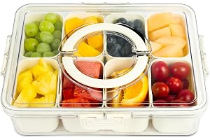 OSDUE Snackelbox med fack, 8 avtagbara brickor med lock och handtag