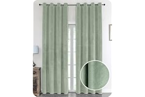 BEAUTEX Samt Vorhang Ösen Verdunkelung Gardine Velvet Blickdicht, 140x245 cm (Breite 140 cm, Höhe 245 cm, Hellgrün)