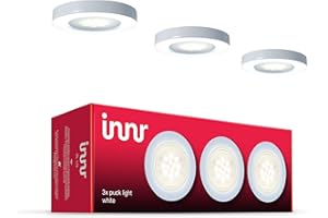 Innr Smart Puck Lights, Under Cabinet, Warm White LED, Works with Philips Hue* & Alexa (Bridge Required) PL 115 UK
