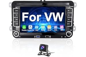 [2+64GB] Hikity 7'' Touchscreen Android Car Stereo with Wireless Carplay Android Auto for VW Golf 5 6 Polo T5 Tiguan Seat, Car Radio with Sat Nav SWC HiFi FM RDS BT RCA WiFi+AHD Reverse Camera