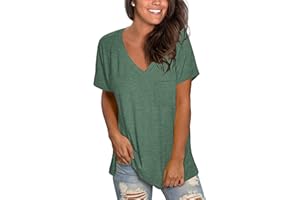 MOLERANI été t-Shirts pour Femmes col en V Basique Hauts à Manches Courtes Ample Blouses décontractées