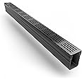 Alusthetic PVC Threshold Drainage Channel with Anodized Aluminium Black Grating | Outdoor Garden Drainage Systems | Drainage Channels and Grating | Soakaway Storm Drain Channel (1 x 1m Length)