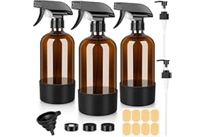 BELICOO 3 Stk 500ml Sprühflasche, Glas Pflanzensprühflasche, Sprühflaschen für Reinigung, Pflanzen, ätherische Öle, Haarpflege, nachfüllbare leere Sprühflasche mit justierbarer Düse für Spritz