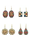 Yellow Chimes Drop Earrings For Women | Traditional Women Earrings Sets | Ethnic Combo Set Tibetan Laac Drop Earrings For Girls Accessories Jewellery | Birthday Anniversary Gift for Girls Women