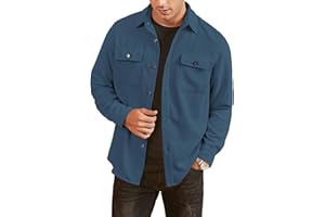 Elegancity Men's Corduroy Shirts Casual Long Sleeve Button Down Trucker Jacket Autumn Winter Coats with Pockets S-XXL