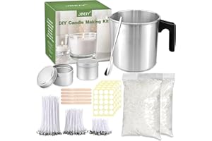 JBEIY Kit Fabrication Bougies avec Cire Soja, 150pcs Mèches, 100 Meches Autocollants et 2 Bougie Peut, Adulte Débutants