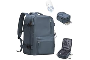 VENATIN Travel Backpack With Vacuum System,Vakuum Rucksack Handgepäck mit pumpe,Reiserucksack Vakuum Rucksack mit Vakuumsystem,Flugzeug Ryanair 40x20x25 Mit Vakuum Kompression, Grau Blau