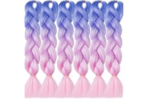 LDMY kunsthaar zum einflechten Braids-Ombre Coloured Braiding Hair Extensions 6 Bundles/pack 24inch 100 g/Bündel Jumbo Braids, lang haare zum einflechten Synthetic Kanekalon Hair Halloween Cosplay